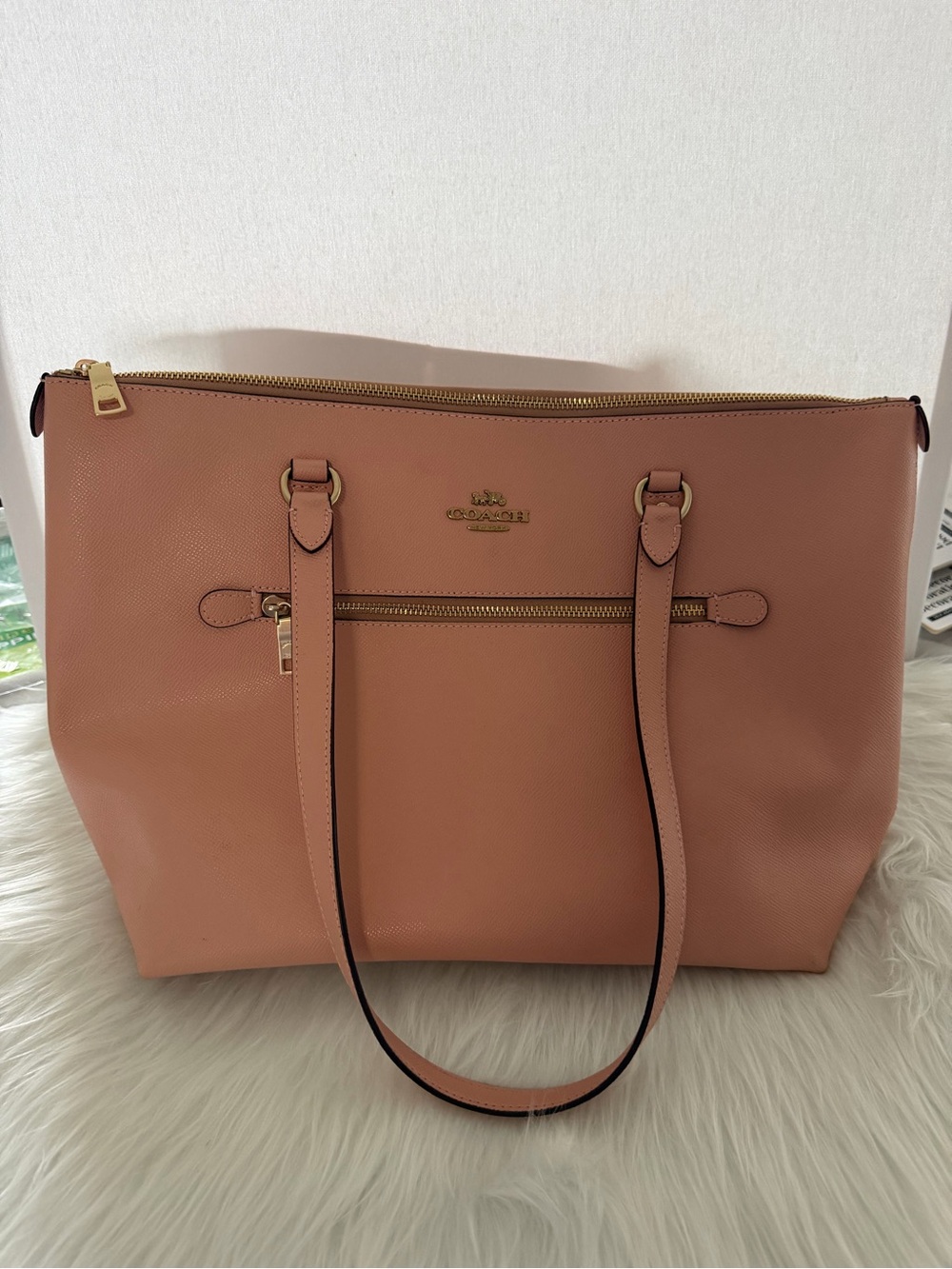Coach Blush Pink Leather Tote with Gold Hardware
